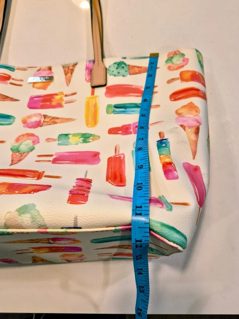 kate spade Ice Cream Print Tote Bag in White Multi size large